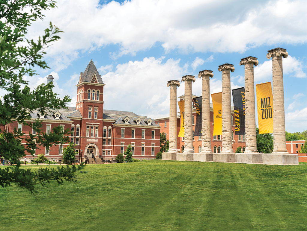 The columns on Francis Quadrangle